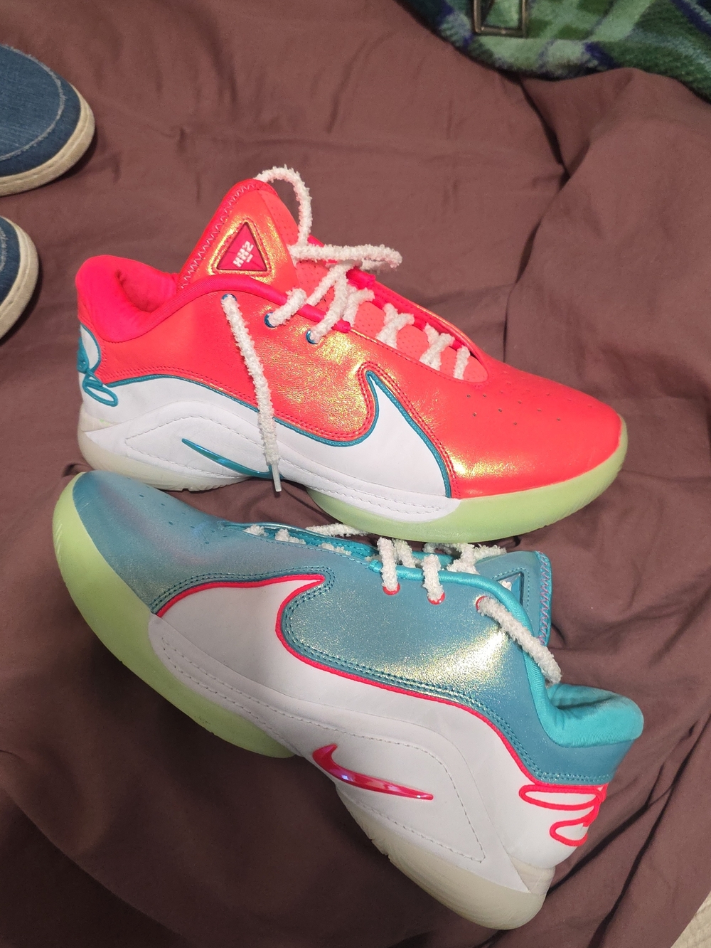 Nike Low-Top Sneakers — Neon Coral, Teal & Lime Accents